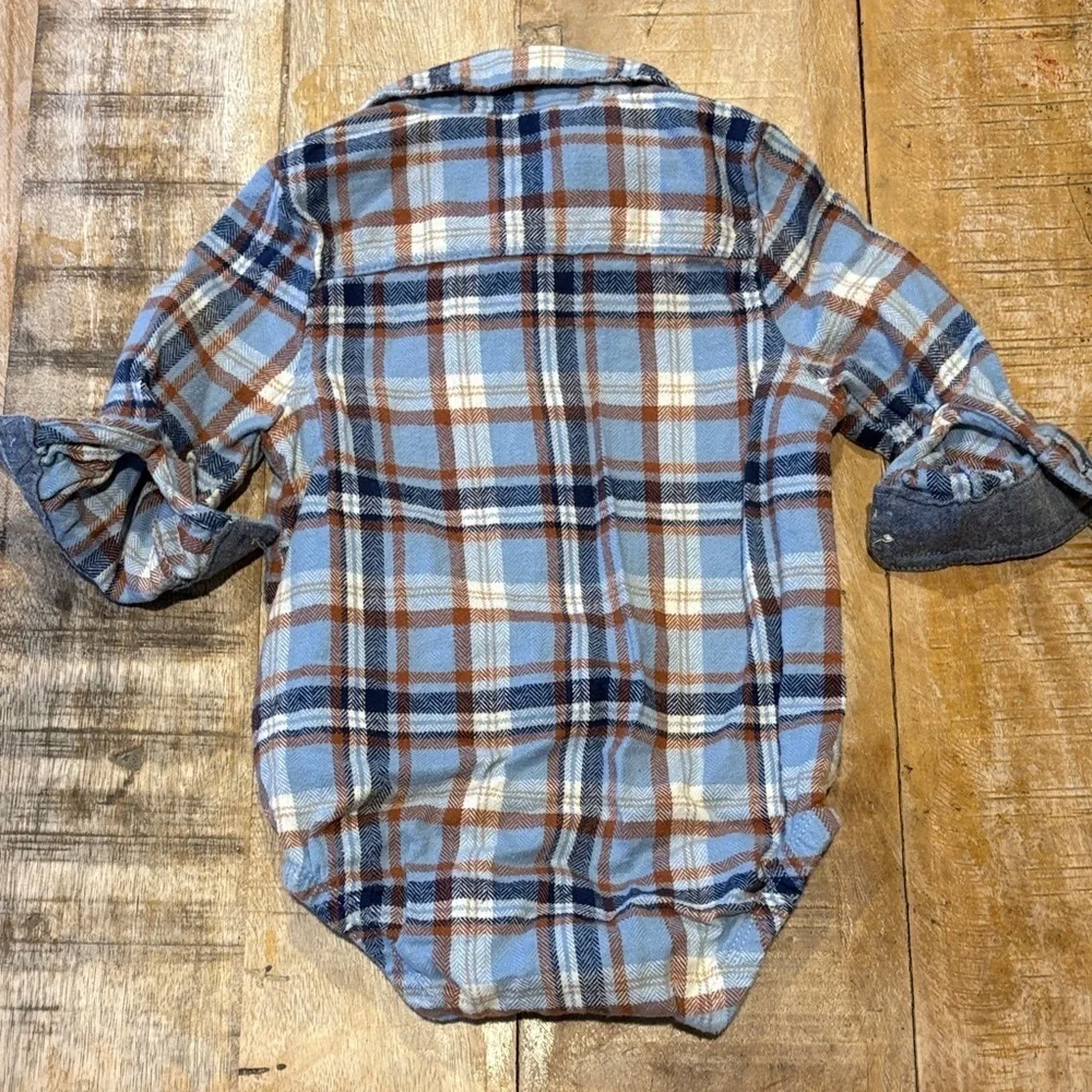 Oshkosh Baby Boy Flannel Shirt Onesie 9m